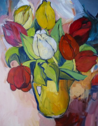 Pintura titulada "Les tulipes partage…" por Nadine Nacinovic, Obra de arte original, Acrílico
