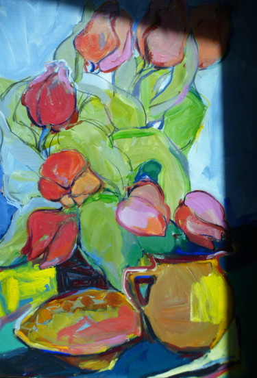 Malarstwo zatytułowany „La danse des tulipes” autorstwa Nadine Nacinovic, Oryginalna praca, Akryl