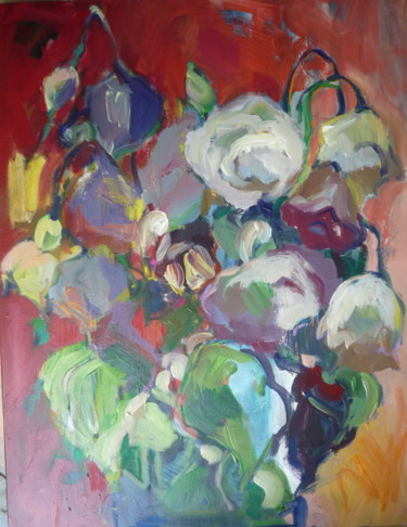 Painting titled "Le bouquet fané" by Nadine Nacinovic, Original Artwork, Acrylic