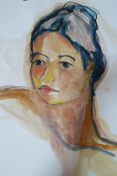 Pintura titulada "La délicate" por Nadine Nacinovic, Obra de arte original, Acuarela