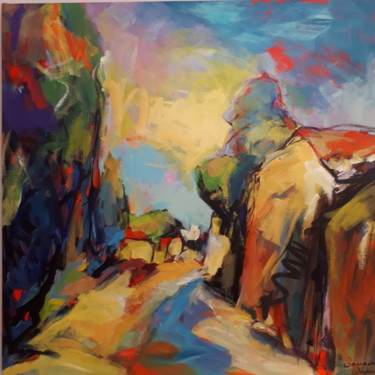 Painting titled "Le chemin de Pass P…" by Nadine Nacinovic, Original Artwork, Acrylic