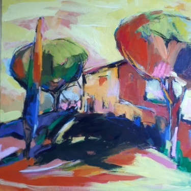 Painting titled "Le cabanon en Prove…" by Nadine Nacinovic, Original Artwork, Acrylic