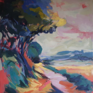 Le chemin de couleur. Peinture intitulée "Le chemin de couleu…" par Nadine Nacinovic, Œuvre d'art originale, Acrylique Monté sur Châssis
