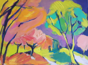 Картина под названием "Les couleurs du sud" - Nadine Nacinovic, Подлинное произведение искусства, Акрил Установлен на Деревя…