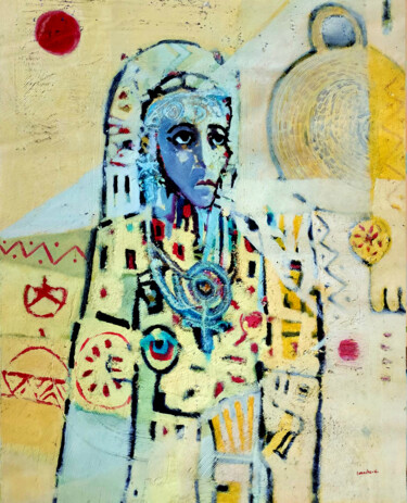 Ζωγραφική με τίτλο "La femme berbère" από Nacir Imache, Αυθεντικά έργα τέχνης, Λάδι