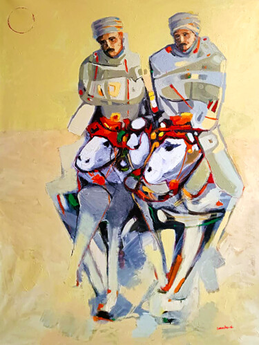 Pittura intitolato "Les chevaliers" da Nacir Imache, Opera d'arte originale, Acrilico