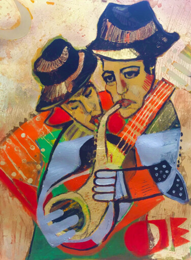 Pintura intitulada "Les Musiciens de ja…" por Nacir Imache, Obras de arte originais, Acrílico