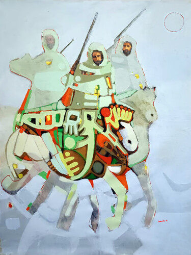 Peinture intitulée "les chasseurs" par Nacir Imache, Œuvre d'art originale, Acrylique