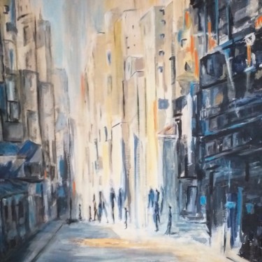 Painting titled "Quartier chinois" by Nadine Calvin, Original Artwork, Acrylic