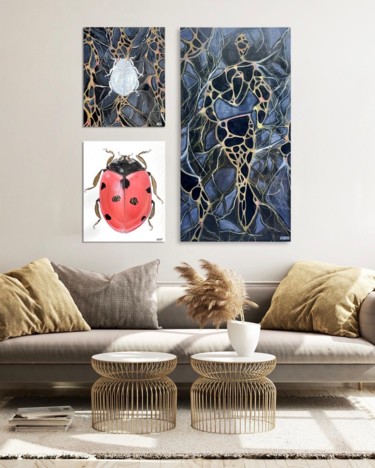 Painting titled "Triptyque parallèle…" by Natar, Original Artwork, Oil