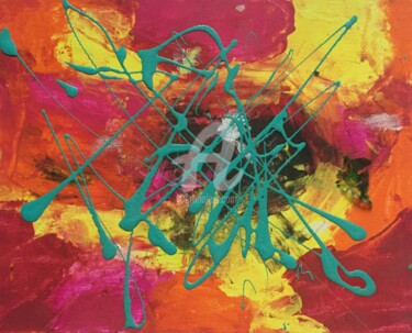 Peinture intitulée "turquoise confusion" par Nada Ankh, Œuvre d'art originale, Acrylique