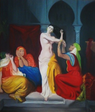 Peinture intitulée "Reproduction "intér…" par Nada, Œuvre d'art originale, Huile