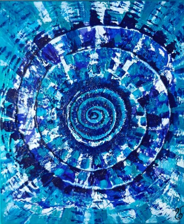 Peinture intitulée "Coquillage bleuté" par Nadège Dubreuil, Œuvre d'art originale, Acrylique