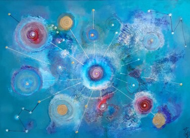 Pintura intitulada "Galaxie 3" por Nadège Dubreuil, Obras de arte originais, Tinta