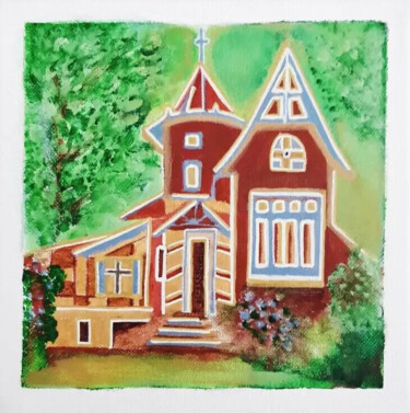 Schilderij getiteld "Maison arcachonnaise" door Nadège Dubreuil, Origineel Kunstwerk, Acryl