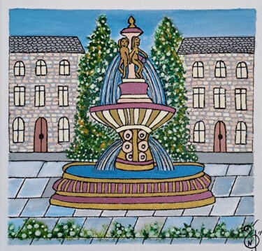 Painting titled ""Fontaine des Trois…" by Nadège Dubreuil, Original Artwork, Acrylic