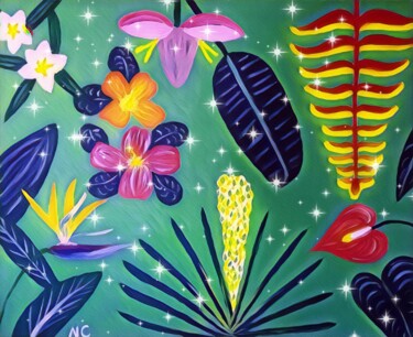Artes digitais intitulada "Fleurs tropicales" por Nadège Chamand, Obras de arte originais, Trabalho Digital 2D