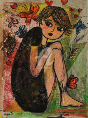 Pittura intitolato "Le papillon Nana" da Nadège Gardian, Opera d'arte originale, Acrilico