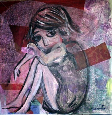Peinture intitulée "La petite fille aux…" par Nadège Gardian, Œuvre d'art originale, Acrylique