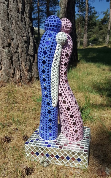 Sculpture titled "Sculpture mosaïque…" by Nadege Gesvres, Original Artwork, Resin