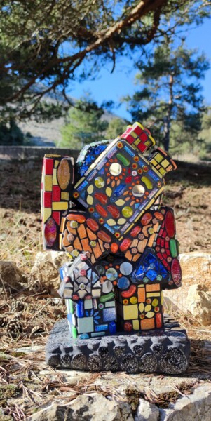 Sculpture titled "Petit robot rigolo…" by Nadege Gesvres, Original Artwork, Mosaic
