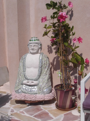 Sculptuur getiteld "bouddha mediteur" door Nadege Gesvres, Origineel Kunstwerk, Cement