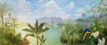 Painting titled "Jungle" by Nadège Lafon, Original Artwork, Oil