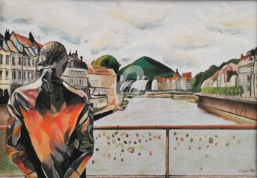 Pintura titulada "Jouffroy contemple…" por Nadège Minder (Cocci), Obra de arte original, Pastel