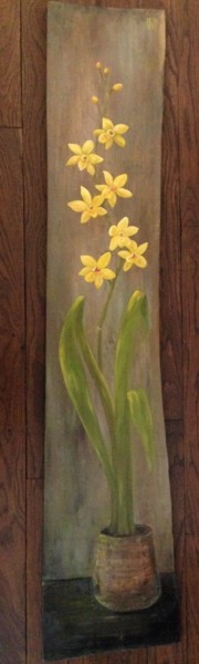 Peinture intitulée "orchidee-jaune.jpg" par Nadège Quentin, Œuvre d'art originale