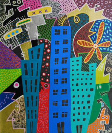 Pintura titulada "Jungle urbaine" por Nadel, Obra de arte original, Acrílico