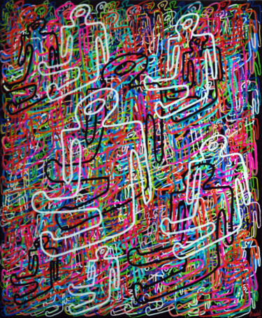 Картина под названием "Flying dead Pop life" - Nadel, Подлинное произведение искусства, Акрил Установлен на Деревянная рама…