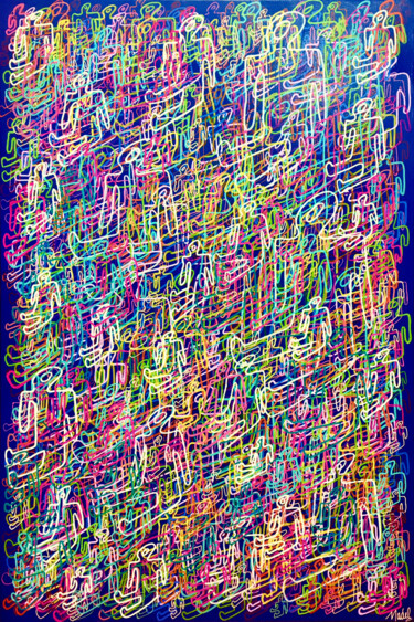 Картина под названием "Flying dead Techno" - Nadel, Подлинное произведение искусства, Акрил Установлен на Деревянная рама дл…