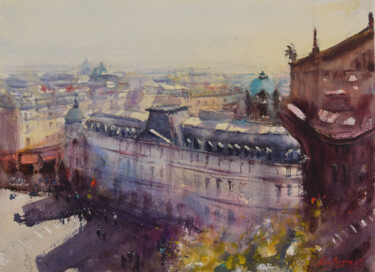 Painting titled "View of paris from…" by Nadera Ben, Original Artwork, Watercolor