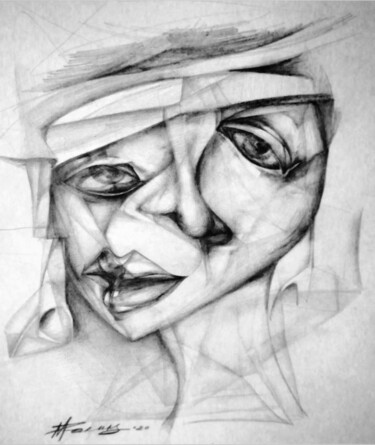 Рисунок под названием "Depression. Existen…" - Nadezda Baruns, Подлинное произведение искусства, Графит