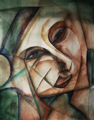 Картина под названием "A series,, Existent…" - Nadezda Baruns, Подлинное произведение искусства, Акварель