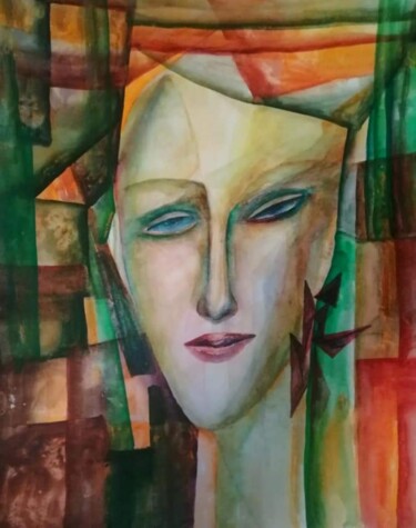 Malerei mit dem Titel "Watercolor portrait…" von Nadezda Baruns, Original-Kunstwerk, Aquarell