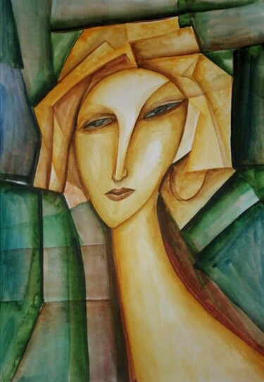 Malerei mit dem Titel "Female existential…" von Nadezda Baruns, Original-Kunstwerk, Aquarell