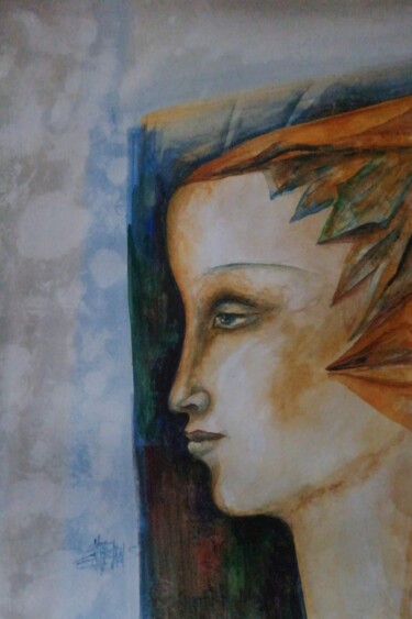 Pintura titulada "Watercolor portrait…" por Nadezda Baruns, Obra de arte original, Acuarela