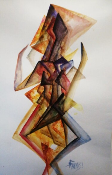 Картина под названием "Dance. In the style…" - Nadezda Baruns, Подлинное произведение искусства, Акварель