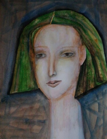 Painting titled "Watercolor portrait…" by Nadezda Baruns, Original Artwork, Watercolor