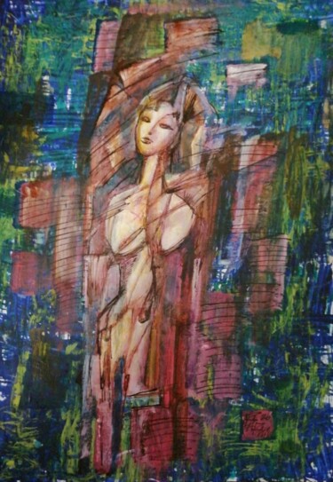 Pittura intitolato "Improvisation on th…" da Nadezda Baruns, Opera d'arte originale, Inchiostro