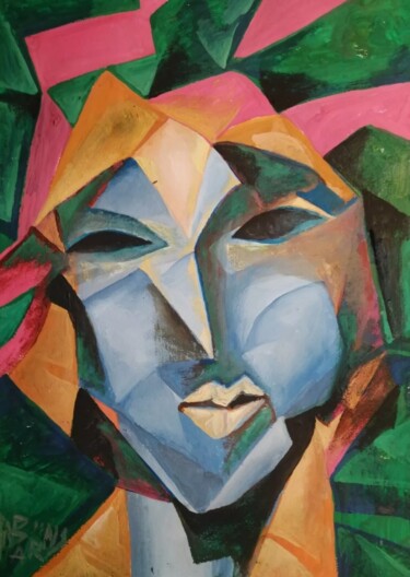 Pintura intitulada "Portrait. De la sér…" por Nadezda Baruns, Obras de arte originais, Guache