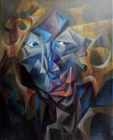 Картина под названием "Portrait cubique d'…" - Nadezda Baruns, Подлинное произведение искусства, Акрил Установлен на Деревян…