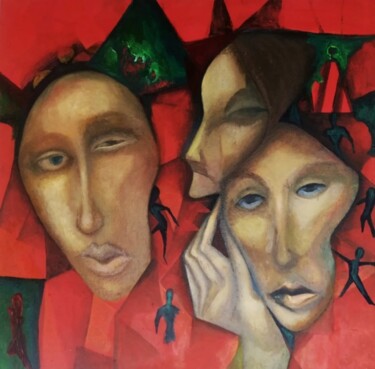 Картина под названием "Empathy. Series, Ch…" - Nadezda Baruns, Подлинное произведение искусства, Акрил Установлен на Деревян…