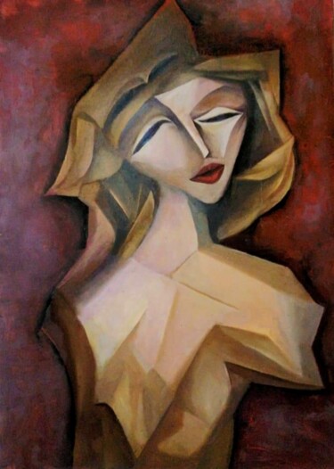 Pittura intitolato "Portrait of a girl…" da Nadezda Baruns, Opera d'arte originale, Olio