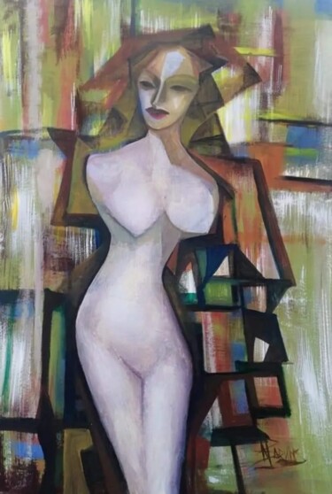 Ζωγραφική με τίτλο "White nude." από Nadezda Baruns, Αυθεντικά έργα τέχνης, Ακρυλικό