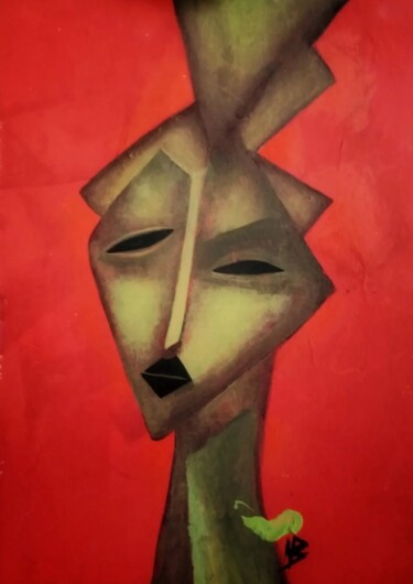 Painting titled "Decorative portrait…" by Nadezda Baruns, Original Artwork, Acrylic