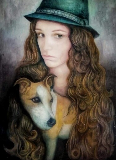 绘画 标题为“Portrait of a girl…” 由Nadezda Baruns, 原创艺术品, 油 安装在木质担架架上