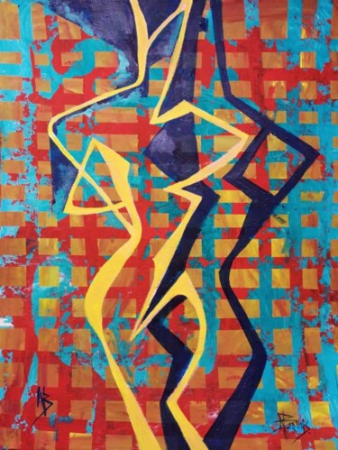 Malerei mit dem Titel "Nude. in avant-gard…" von Nadezda Baruns, Original-Kunstwerk, Acryl
