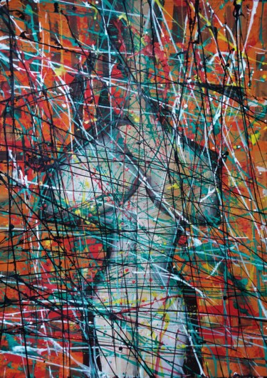 Malerei mit dem Titel "Nude in avant-garde…" von Nadezda Baruns, Original-Kunstwerk, Acryl